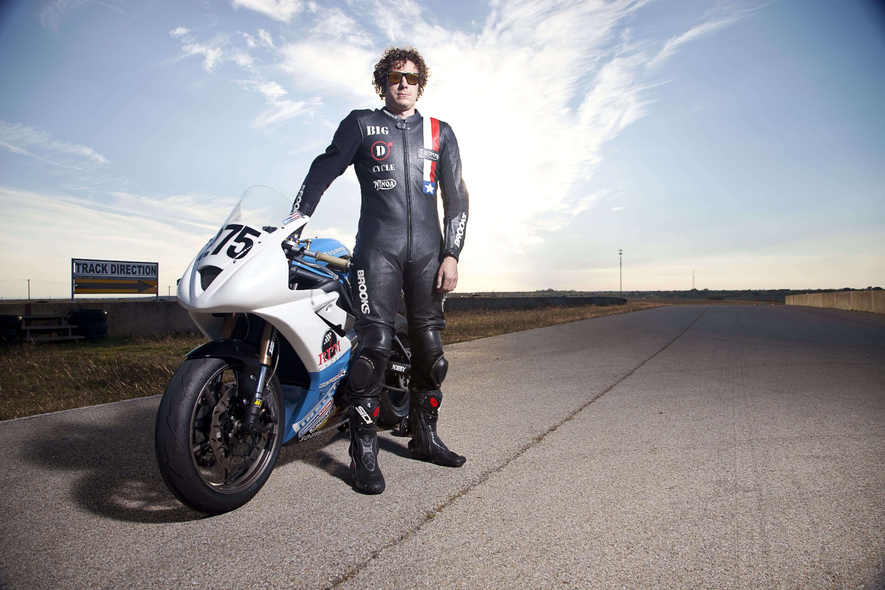 Team Brooks in 2014 with riders Ryan Ambrose and Jerrett Martin. Brooks Leathers are Track Tested!